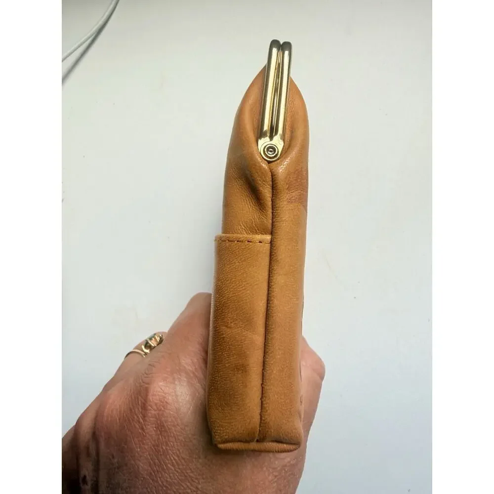 Vintage Leather Tobacco Pouch Cigarette Case Coin Purse Tooled Kiss Lock Swiss